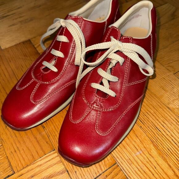 Anne Klein AK2 Women Red Leather Lace Up Loafer Sneaker Driving Shoes SZ 7 - Picture 5 of 9